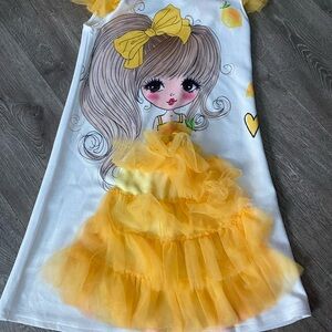 Yellow Ruffle Kids Casual Dress